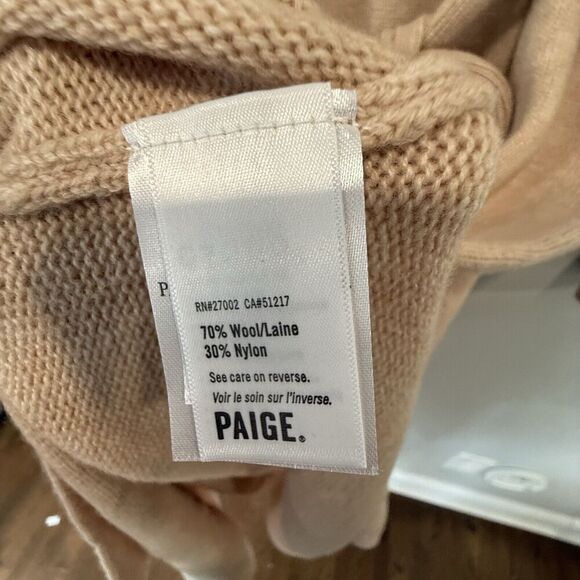 PAIGE Raundi Cutout Turtleneck Midi Wool Blend Dress In Camel Size Large 1603 - Picture 9 of 12